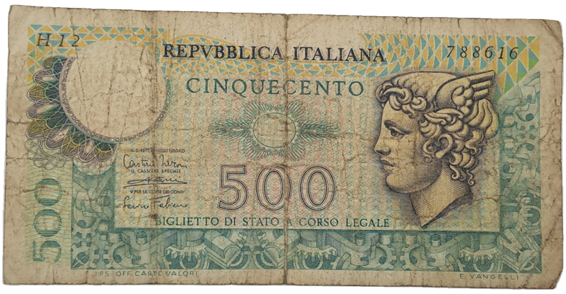 1974 Italy 500 Lire Mercurio -Circulated