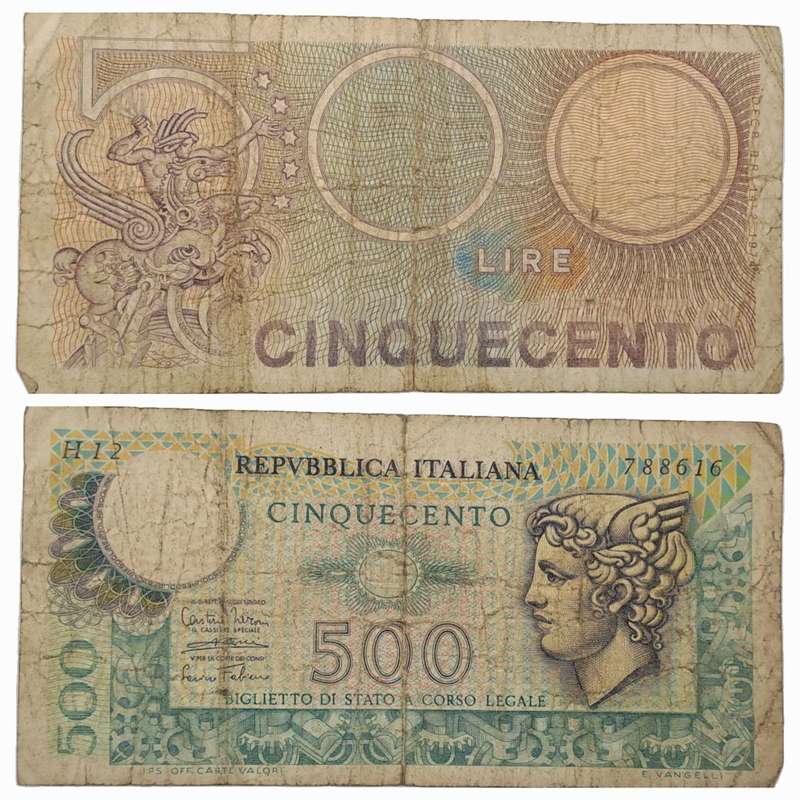 1974 Italy 500 Lire Mercurio -Circulated