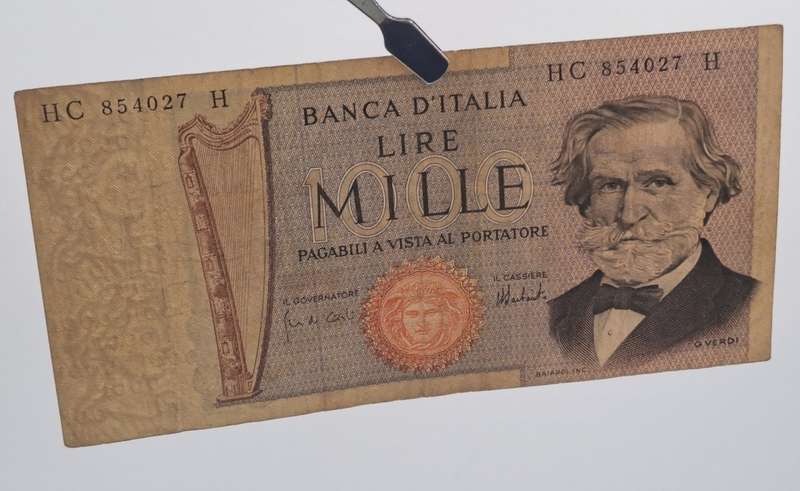 1969 Italy 1000 Lire Verdi - 2nd type  -Circulated