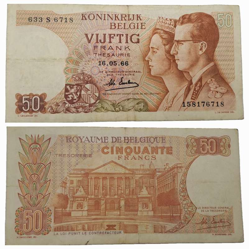 1966 Belgium 50 Francs - Baudouin I- Bank Note