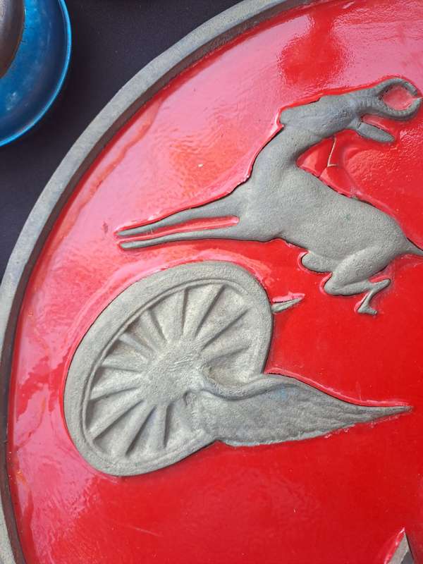 Large South African Railways Steam Locomotive Name Plate Flying Springbok -16,4kg-Recast