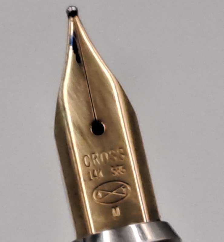 Vintage Cross 1/20 14kt Rolled Gold Fountain Pen 14kt 585 Nib -Ink Tested-Branded and engraved