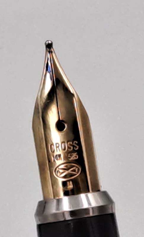 Vintage Cross 1/20 14kt Rolled Gold Fountain Pen 14kt 585 Nib -Ink Tested-Branded and engraved