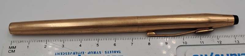 Vintage Cross 1/20 14kt Rolled Gold Fountain Pen 14kt 585 Nib -Ink Tested-Branded and engraved