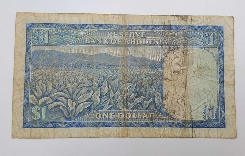 2 March 1973 Rhodesia one Dollar Bank Note -Circulated