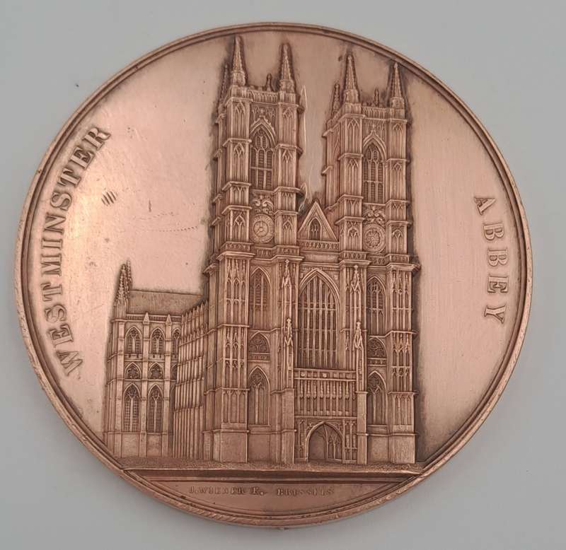 Rare!!!  1856 WESTMINSTER ABBEY Bronze Medal by Wiener -59mm
