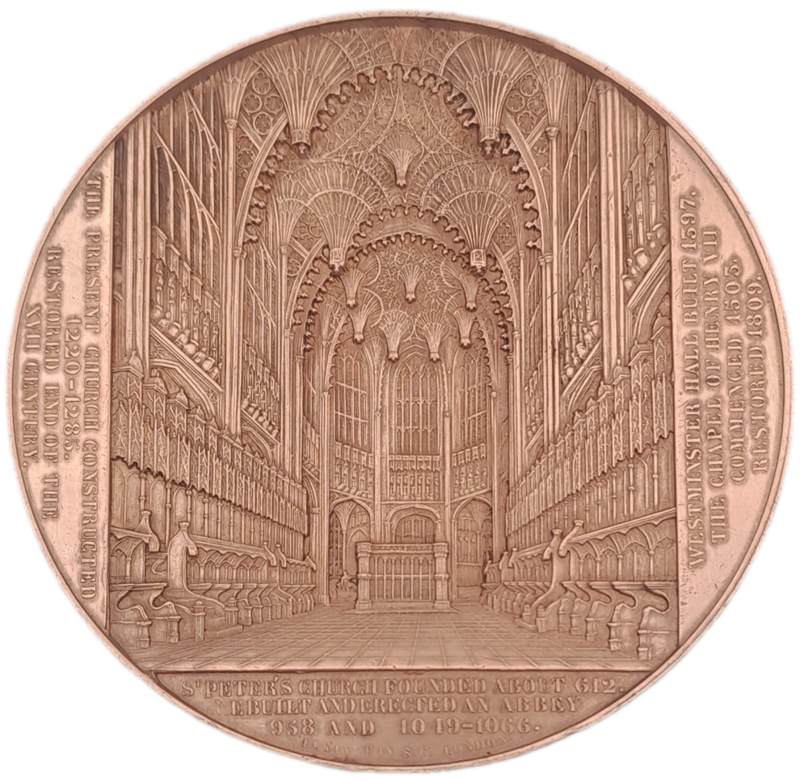 Rare!!!  1856 WESTMINSTER ABBEY Bronze Medal by Wiener -59mm