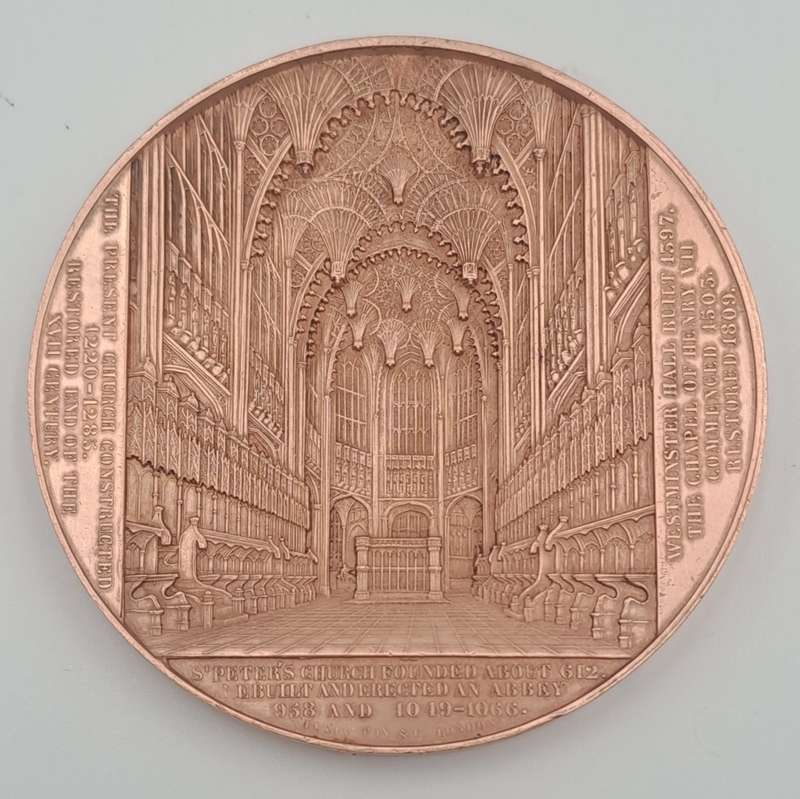 Rare!!!  1856 WESTMINSTER ABBEY Bronze Medal by Wiener -59mm