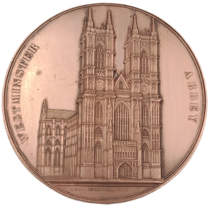 Rare!!!  1856 WESTMINSTER ABBEY Bronze Medal by Wiener -59mm