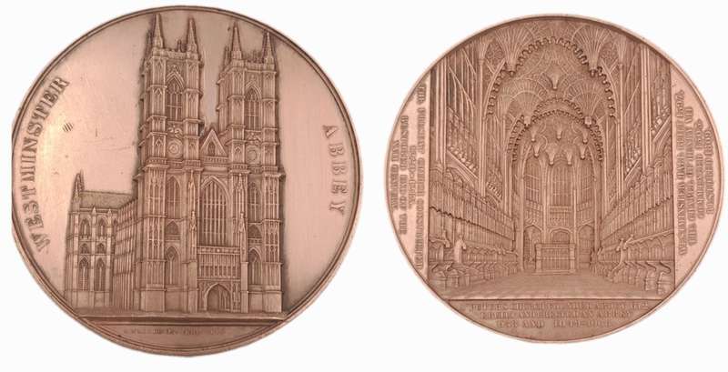 Rare!!!  1856 WESTMINSTER ABBEY Bronze Medal by Wiener -59mm