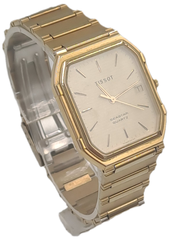 Vintage Mens Swiss Tissot Seastar FTB 356 Quartz Gold Tone watch Sapphire Glass.