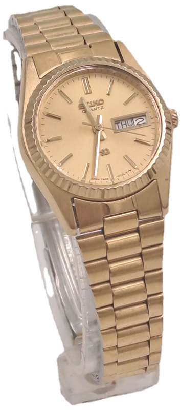 Vintage Ladies Seiko 2A23-003LR Quartz Day/Date Gold tone Watch -Working 100%