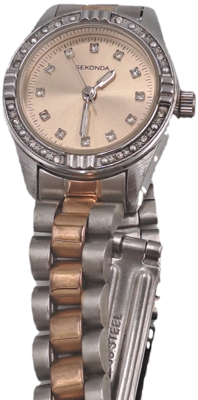 Pre-Owned Vintage SEKONDA Ladies Quartz Watch -working -SHORT strap Links missing
