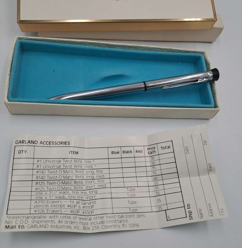 Vintage Signature ICAL Garland Chrome Mechanical Pencil in original box-