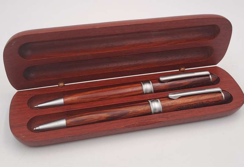 Hand Made wooden Pen and Pencil set in wooden Box (Rosewood)-Supavac Branded