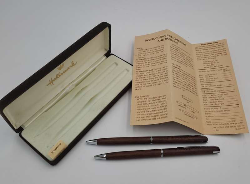 Vintage Hallmark Rosewood Pen and Pencil set made in USA- ROYAL SALUTE still in original Case.