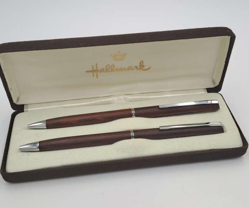 Vintage Hallmark Rosewood Pen and Pencil set made in USA- ROYAL SALUTE still in original Case.