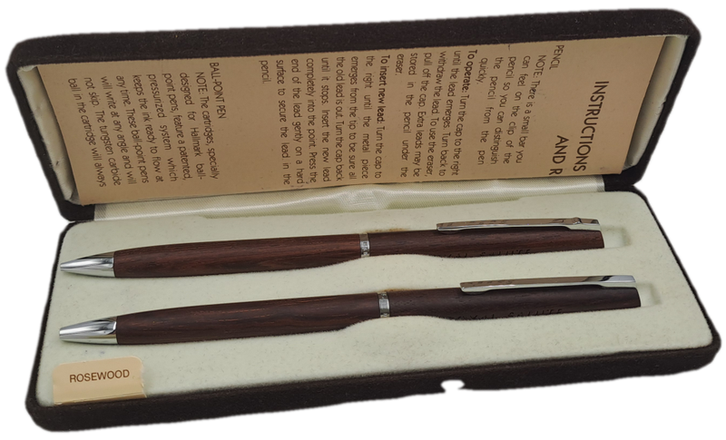Vintage Hallmark Rosewood Pen and Pencil set made in USA- ROYAL SALUTE still in original Case.