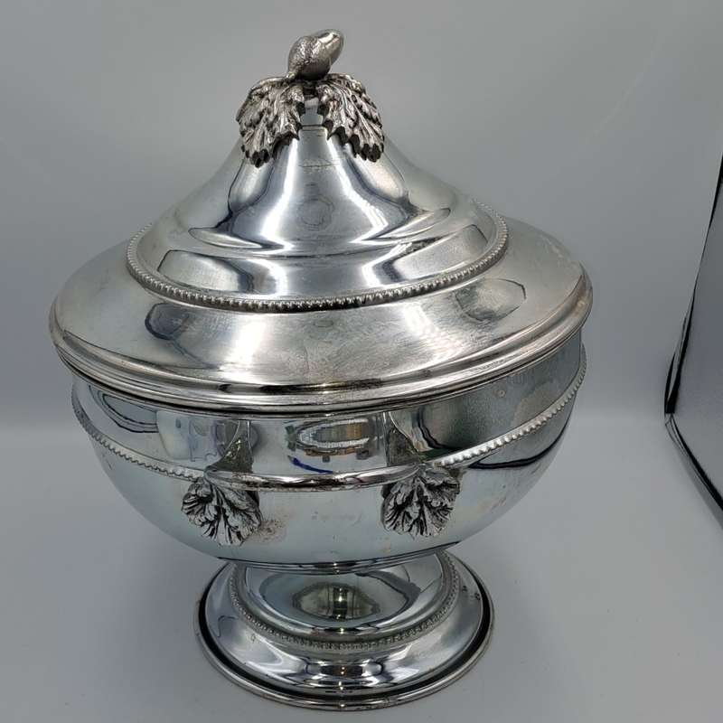 Large Vintage Silver Plate Tureen with Lid 30cm Tall -