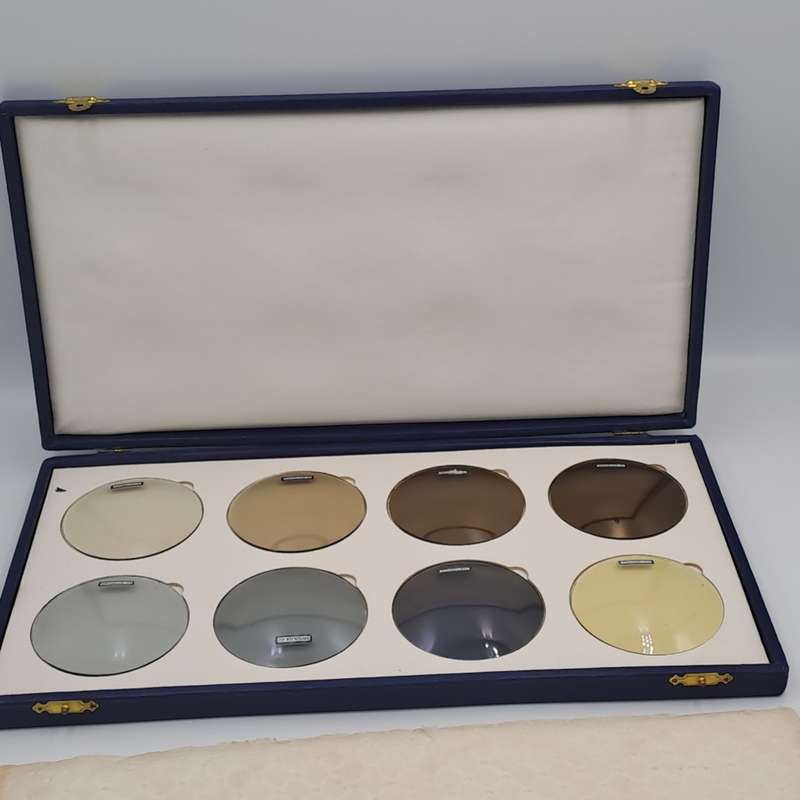 Eyeware -Vintage Optometrist  Metalux Tinted Lenses sample Kit in case