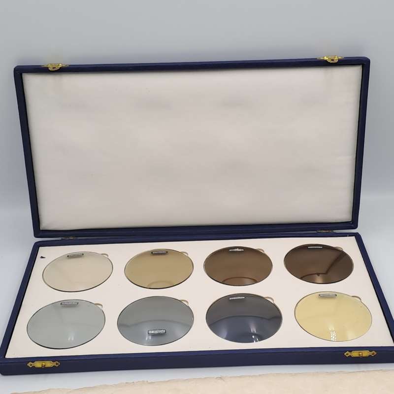 Eyeware -Vintage Optometrist  Metalux Tinted Lenses sample Kit in case