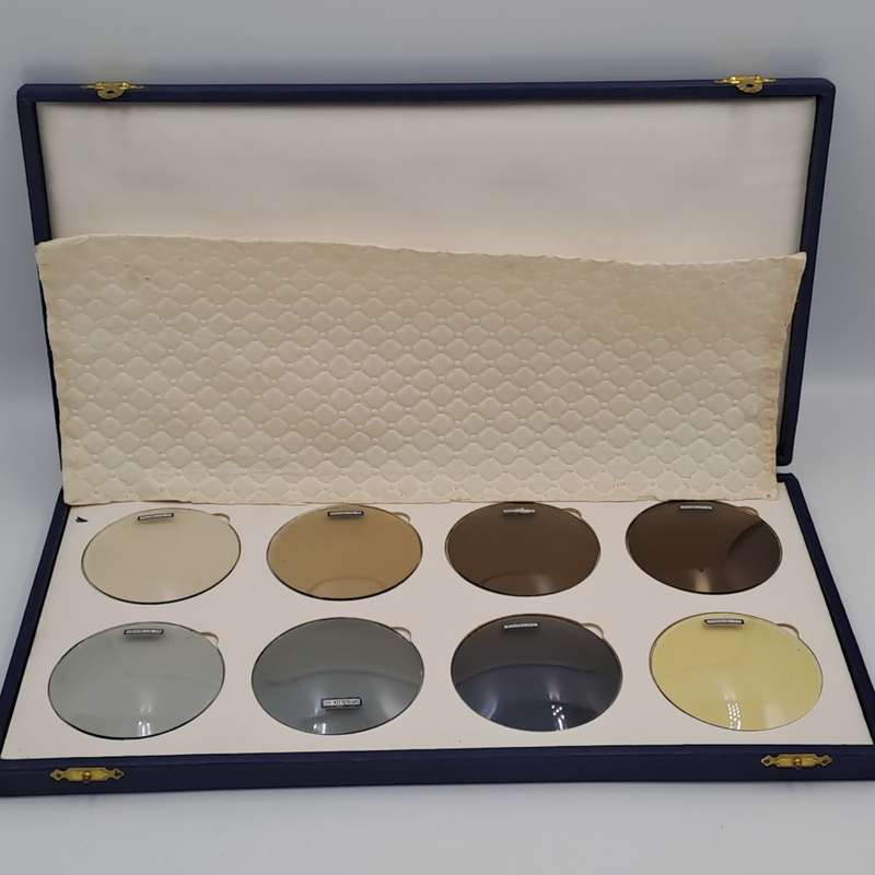 Eyeware -Vintage Optometrist  Metalux Tinted Lenses sample Kit in case