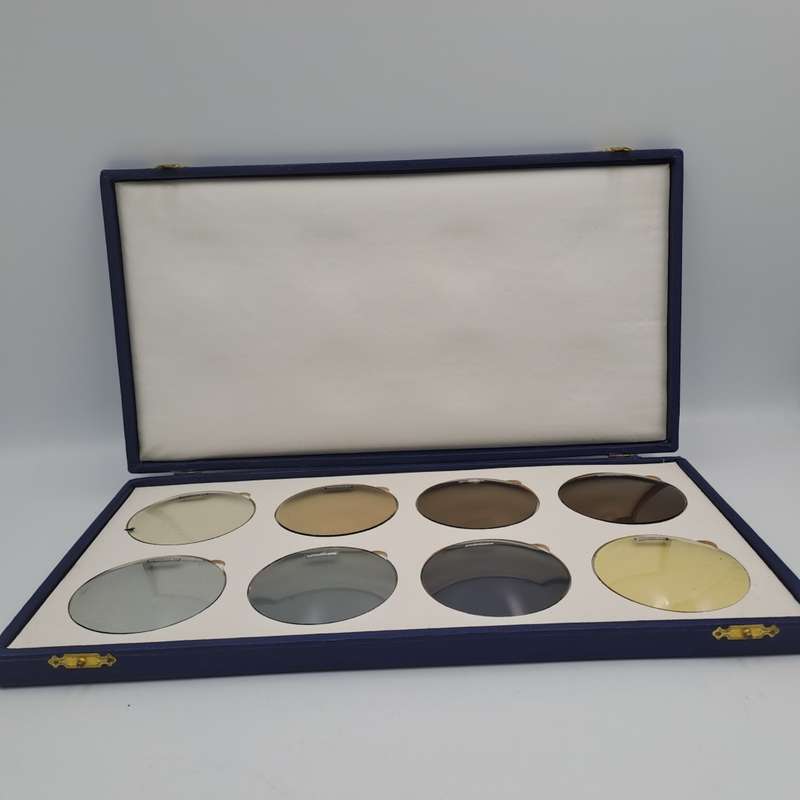 Eyeware -Vintage Optometrist  Metalux Tinted Lenses sample Kit in case