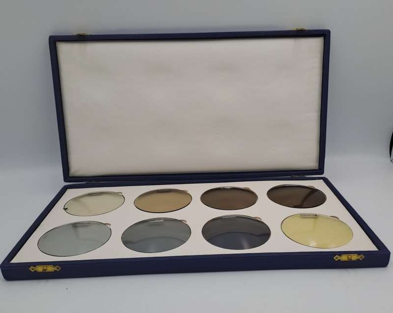Eyeware -Vintage Optometrist  Metalux Tinted Lenses sample Kit in case