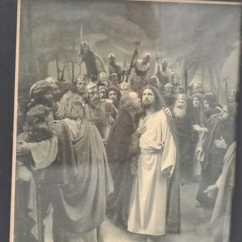 2 very old Framed Prints Jesus Erscheint Magdalena and Judaskuss