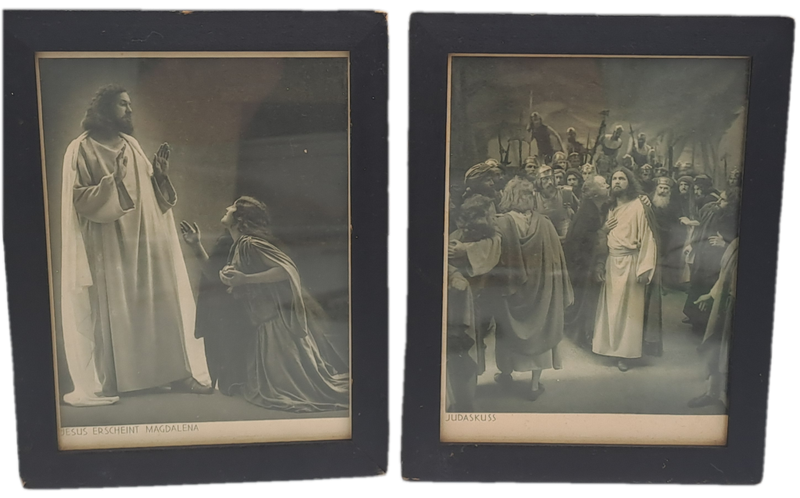 2 very old Framed Prints Jesus Erscheint Magdalena and Judaskuss