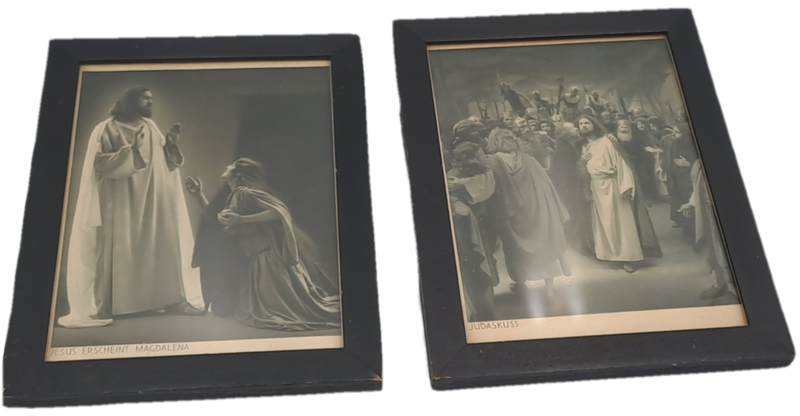 2 very old Framed Prints Jesus Erscheint Magdalena and Judaskuss