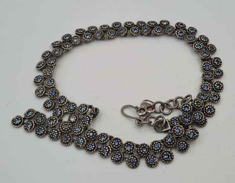 Vintage Yochi Necklace with Blue stones- need Repairs - Made in New York