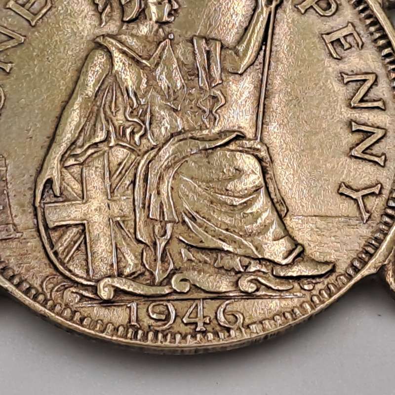 Part of a Vintage Bracelet with 1946 Pennies Cut In Half