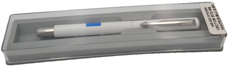 Parker Vector STD RB White Medium Blue G.B.X in case with Alpha Logo (Rollerball)