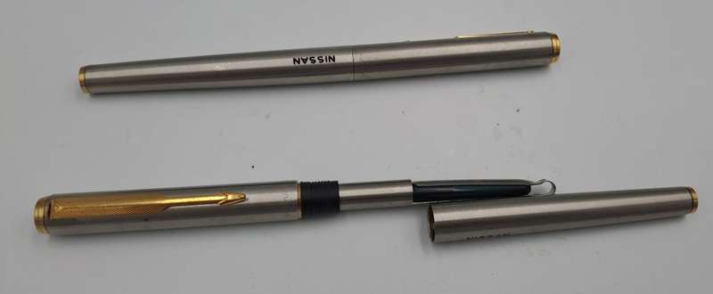 1985 Parker 95 TE date code  Fountain and rollerball pens in gold and silver trim (Branded) England