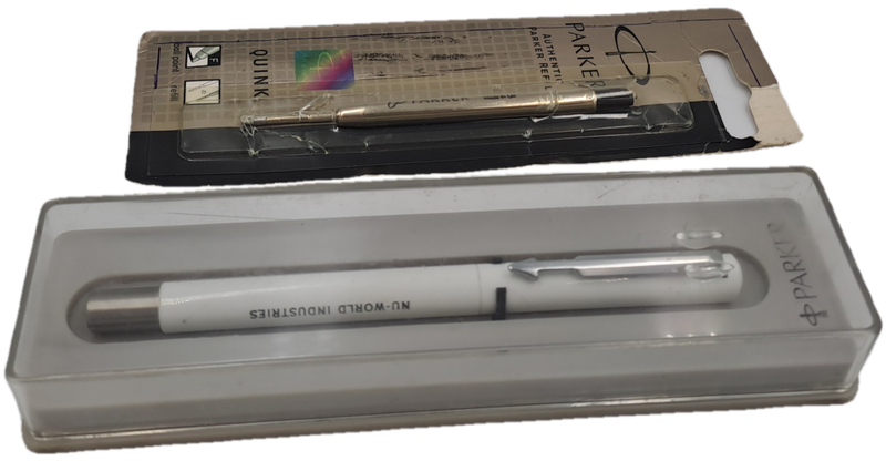 Vintage Branded White Parker Pen - no refill - will include a spare refill as in photos