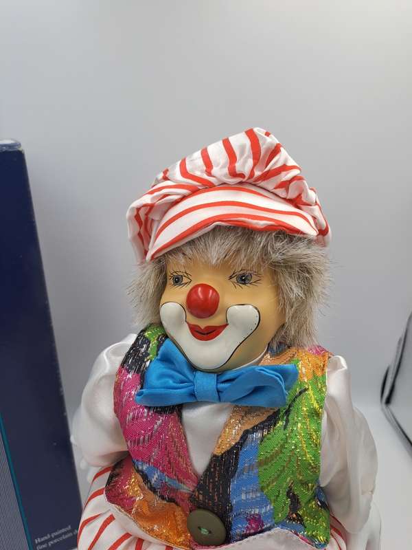 Vintage Hand-Painted Fine Porcelain Doll-Circus Clown - Parade of Dolls Collection -boxed.