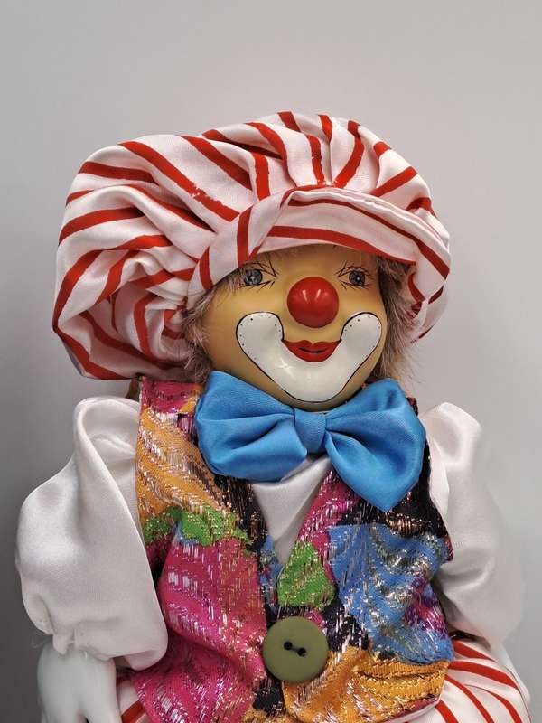 Vintage Hand-Painted Fine Porcelain Doll-Circus Clown - Parade of Dolls Collection -boxed.