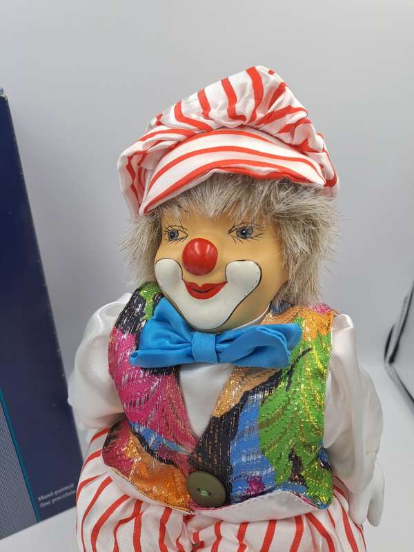 Vintage Hand-Painted Fine Porcelain Doll-Circus Clown - Parade of Dolls Collection -boxed.