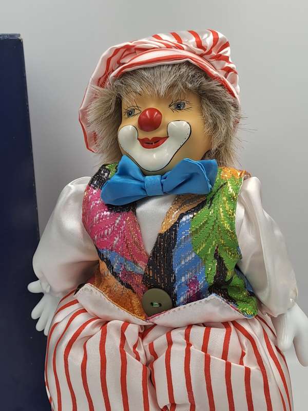 Vintage Hand-Painted Fine Porcelain Doll-Circus Clown - Parade of Dolls Collection -boxed.