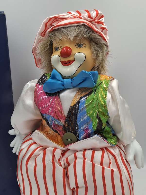 Vintage Hand-Painted Fine Porcelain Doll-Circus Clown - Parade of Dolls Collection -boxed.
