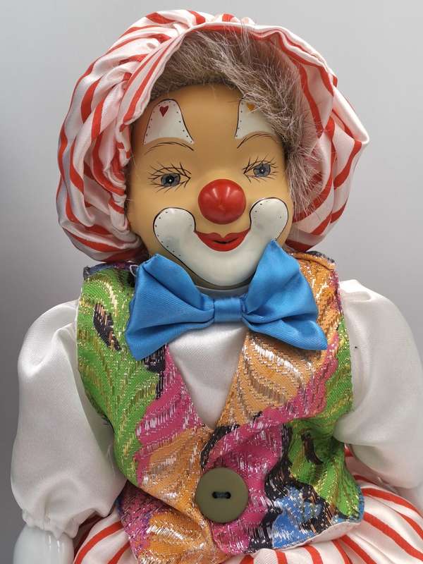 Vintage Hand-Painted Fine Porcelain Doll-Circus Clown - Parade of Dolls Collection -boxed.
