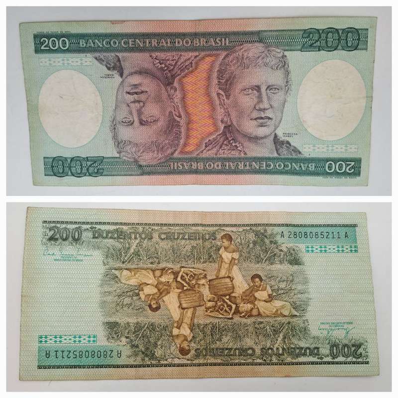 1981-1984  Brazil 200 Cruzeiros Bank note -Circulated