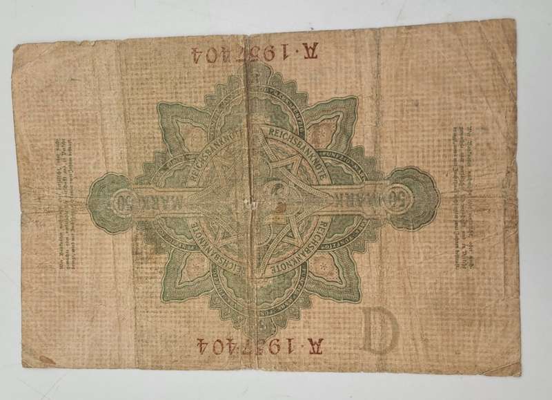 1906 Germany 50 Mark Reichsbank Bank Note