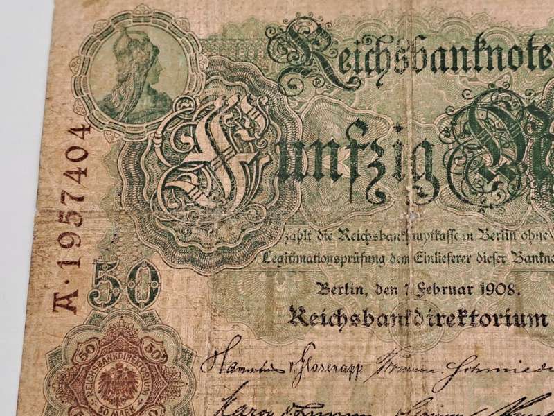 1906 Germany 50 Mark Reichsbank Bank Note