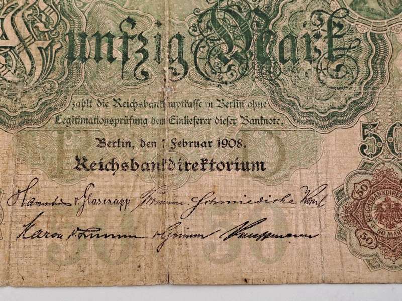 1906 Germany 50 Mark Reichsbank Bank Note