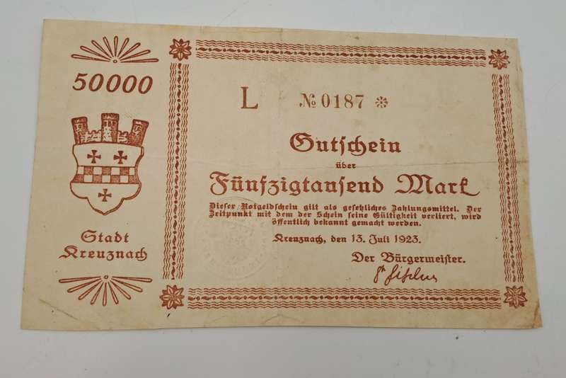 1923   july 13, Germany 50,000 Mark -Kreuznach City-