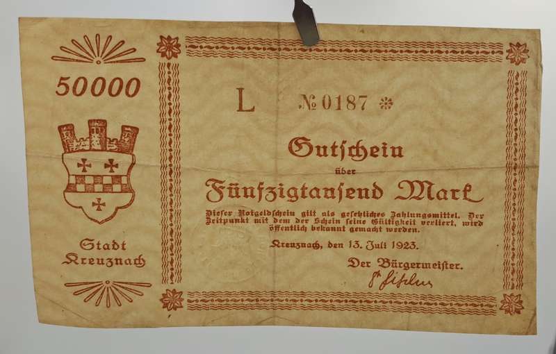 1923   july 13, Germany 50,000 Mark -Kreuznach City-