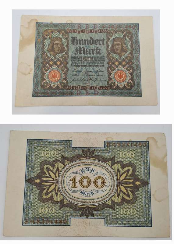 1920  Germany  Germany (1871-1948) 100 Mark Reichsbank note
