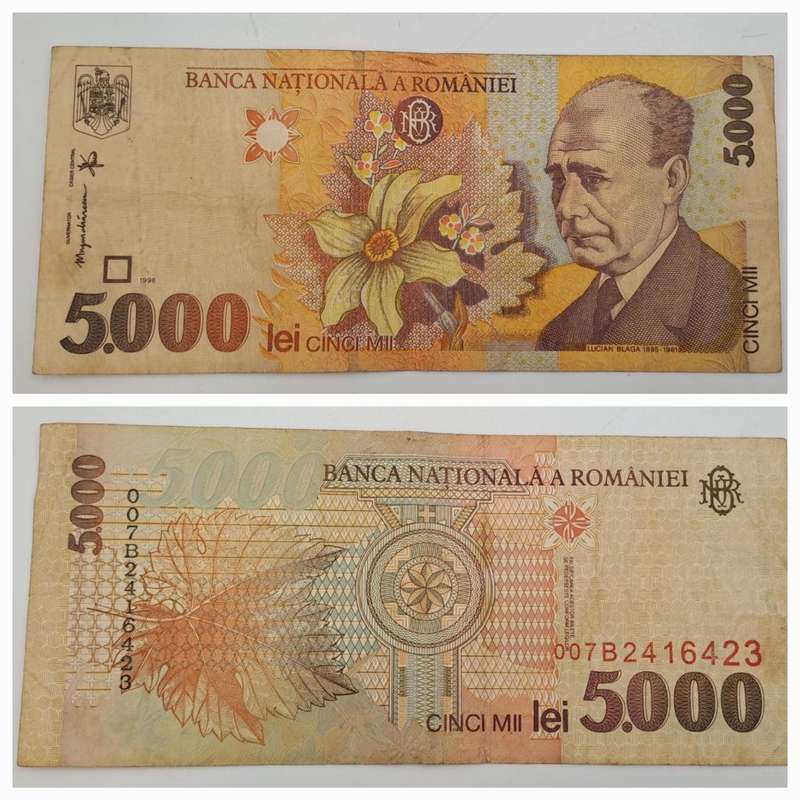 1998-  Romania 5000 Lei Banknote